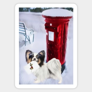 Papillon Christmas Postbox Sticker